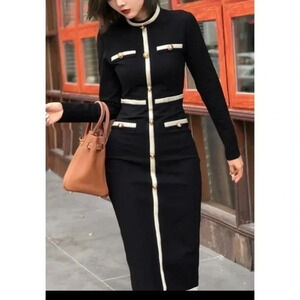 Elegant Black Bodycon Knee Length Women dress NEWA3